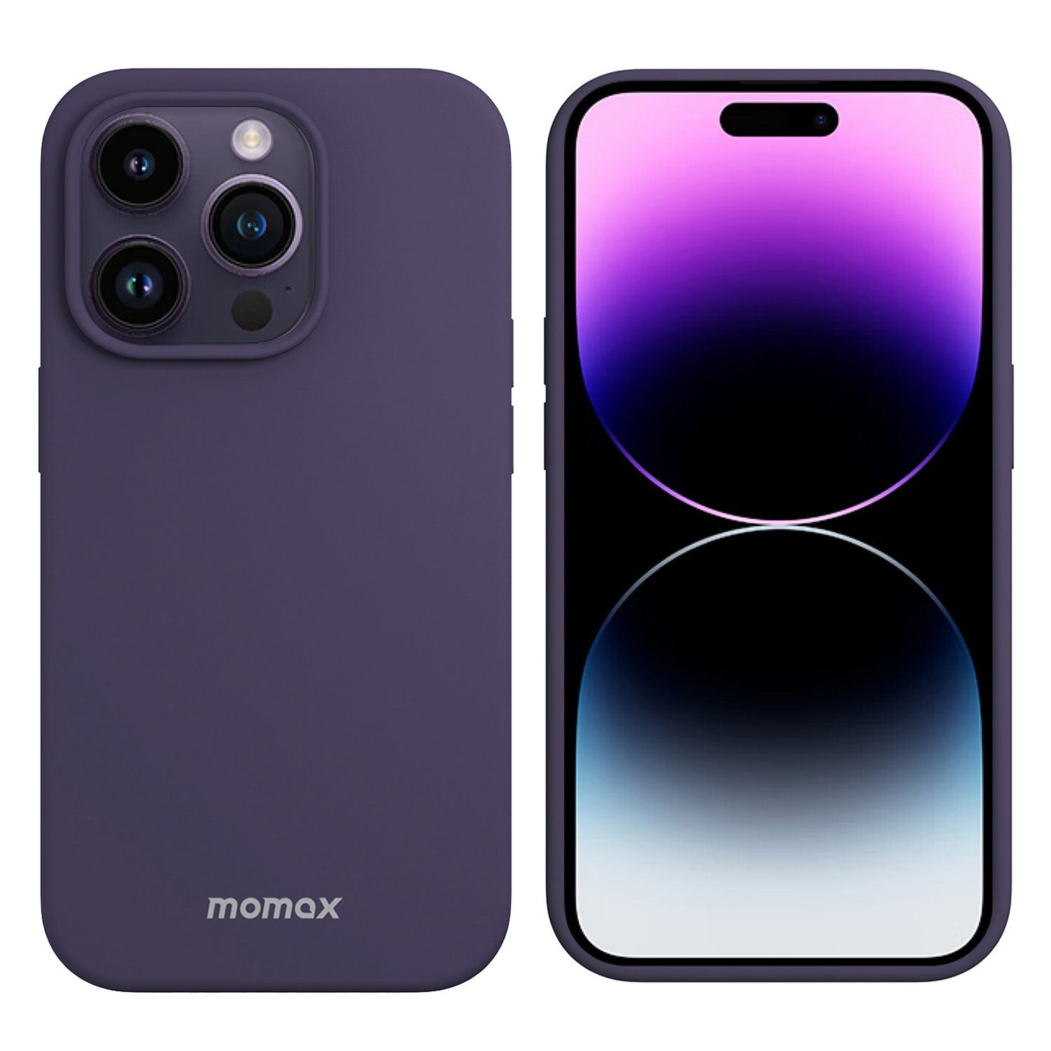 MOMAX for iPhone 14 Pro Max Skin-friendly Phone Case Drop-proof Silicone Cell Phone Cover with Microfiber Lining Compatible with Wireless Charging