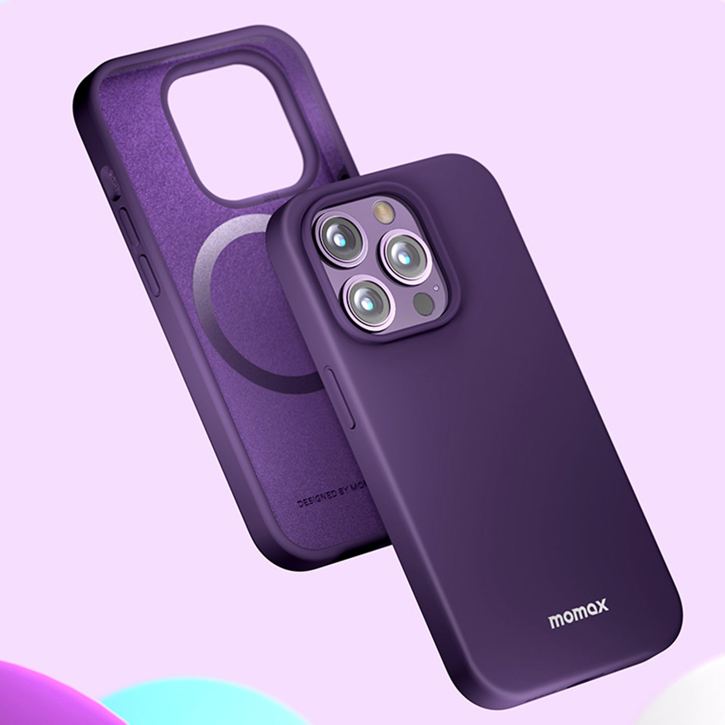 MOMAX for iPhone 14 Pro Max Skin-friendly Phone Case Drop-proof Silicone Cell Phone Cover with Microfiber Lining Compatible with Wireless Charging