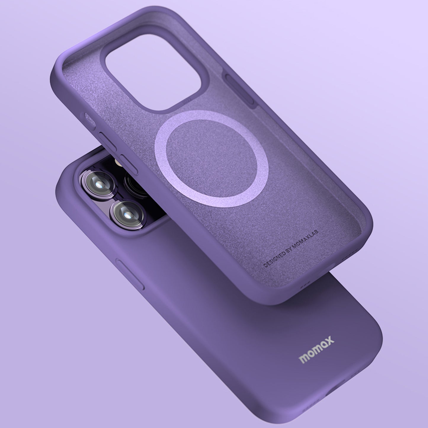 MOMAX for iPhone 14 Pro Max Skin-friendly Phone Case Drop-proof Silicone Cell Phone Cover with Microfiber Lining Compatible with Wireless Charging