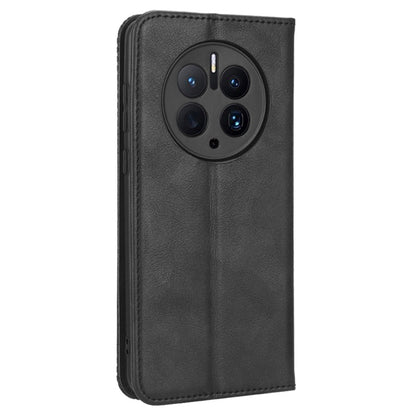For Huawei Mate 50 Pro 4G Protective Case, Vintage Texture Magnetic Auto-absorbed PU Leather Case Wallet Stand Phone Cover