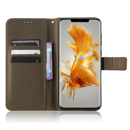 For Huawei Mate 50 Pro 4G Diamond Texture Phone Wallet Cover Anti-fingerprint PU Leather Hands-free Stand Case
