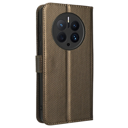 For Huawei Mate 50 Pro 4G Diamond Texture Phone Wallet Cover Anti-fingerprint PU Leather Hands-free Stand Case