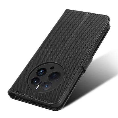 For Huawei Mate 50 Pro 4G Diamond Texture Phone Wallet Cover Anti-fingerprint PU Leather Hands-free Stand Case