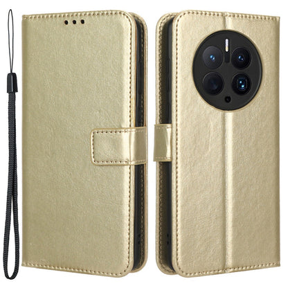 For Huawei Mate 50 Pro 4G Crazy Horse Texture Folio Flip PU Leather Anti-fingerprint Case Stand Wallet Phone Cover