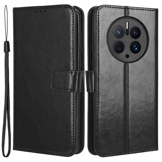 For Huawei Mate 50 Pro 4G Crazy Horse Texture Folio Flip PU Leather Anti-fingerprint Case Stand Wallet Phone Cover