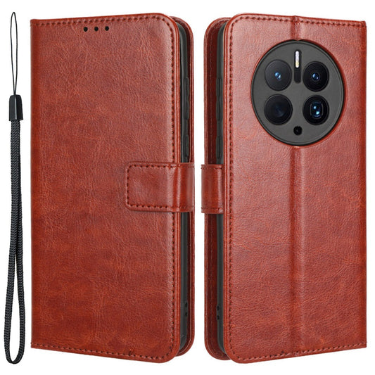 For Huawei Mate 50 Pro 4G Crazy Horse Texture Folio Flip PU Leather Anti-fingerprint Case Stand Wallet Phone Cover