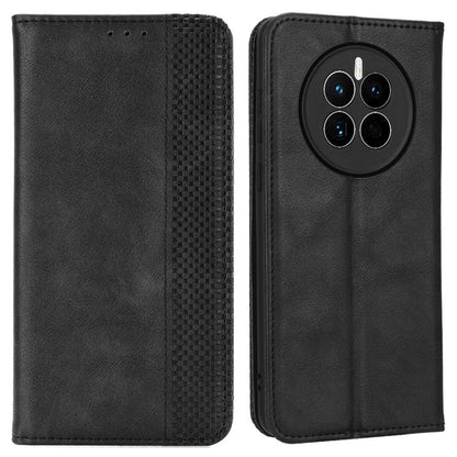 For Huawei Mate 50 4G Vintage Texture Magnetic Auto-absorbed Fully Wrapped PU Leather Case Wallet Stand Phone Cover