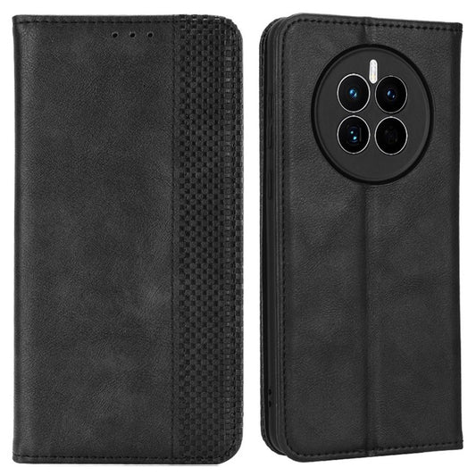 For Huawei Mate 50 4G Vintage Texture Magnetic Auto-absorbed Fully Wrapped PU Leather Case Wallet Stand Phone Cover