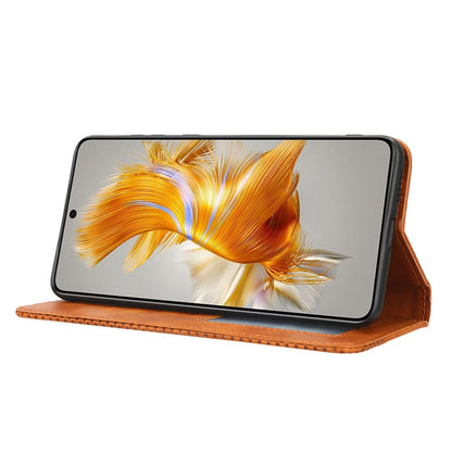 For Huawei Mate 50 4G Vintage Texture Magnetic Auto-absorbed Fully Wrapped PU Leather Case Wallet Stand Phone Cover