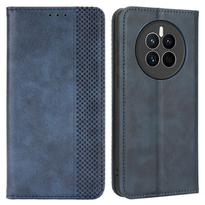 For Huawei Mate 50 4G Vintage Texture Magnetic Auto-absorbed Fully Wrapped PU Leather Case Wallet Stand Phone Cover