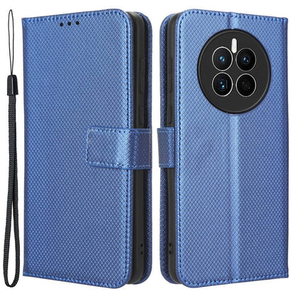 For Huawei Mate 50 4G Diamond Texture Phone Wallet Cover Anti-fingerprint Book Style PU Leather Stand Case