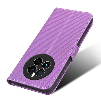 For Huawei Mate 50 4G Diamond Texture Phone Wallet Cover Anti-fingerprint Book Style PU Leather Stand Case
