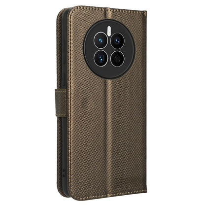 For Huawei Mate 50 4G Diamond Texture Phone Wallet Cover Anti-fingerprint Book Style PU Leather Stand Case