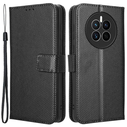 For Huawei Mate 50 4G Diamond Texture Phone Wallet Cover Anti-fingerprint Book Style PU Leather Stand Case
