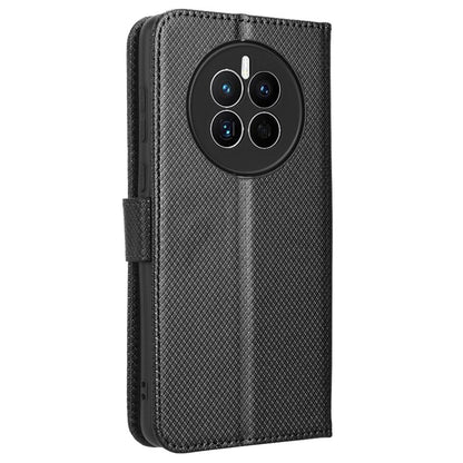 For Huawei Mate 50 4G Diamond Texture Phone Wallet Cover Anti-fingerprint Book Style PU Leather Stand Case