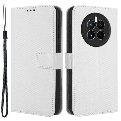 For Huawei Mate 50 4G Diamond Texture Phone Wallet Cover Anti-fingerprint Book Style PU Leather Stand Case