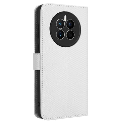 For Huawei Mate 50 4G Diamond Texture Phone Wallet Cover Anti-fingerprint Book Style PU Leather Stand Case