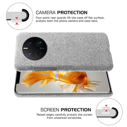 For Huawei Mate 50 Pro 4G Protective Case Anti-Scratch Hard PC+Cloth Phone Case Solid Color Shockproof Cover