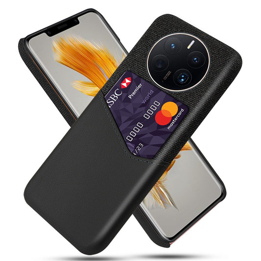 For Huawei Mate 50 Pro 4G Phone Case PU Leather Card Holder Design Cloth + Hard PC Phone Case Anti-Drop Protective Cover