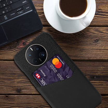 For Huawei Mate 50 Pro 4G Phone Case PU Leather Card Holder Design Cloth + Hard PC Phone Case Anti-Drop Protective Cover