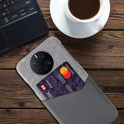For Huawei Mate 50 Pro 4G Phone Case PU Leather Card Holder Design Cloth + Hard PC Phone Case Anti-Drop Protective Cover