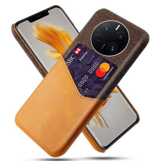 For Huawei Mate 50 Pro 4G Phone Case PU Leather Card Holder Design Cloth + Hard PC Phone Case Anti-Drop Protective Cover