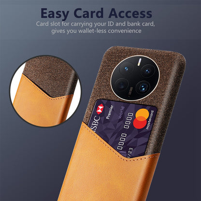 For Huawei Mate 50 Pro 4G Phone Case PU Leather Card Holder Design Cloth + Hard PC Phone Case Anti-Drop Protective Cover