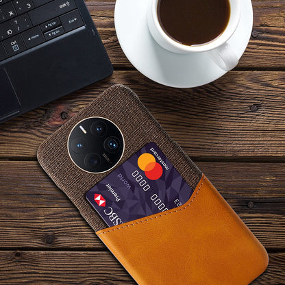 For Huawei Mate 50 Pro 4G Phone Case PU Leather Card Holder Design Cloth + Hard PC Phone Case Anti-Drop Protective Cover