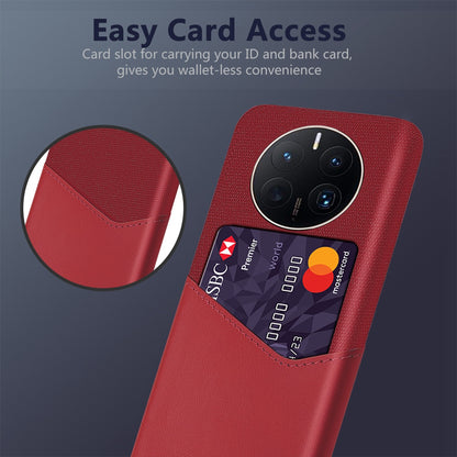 For Huawei Mate 50 Pro 4G Phone Case PU Leather Card Holder Design Cloth + Hard PC Phone Case Anti-Drop Protective Cover