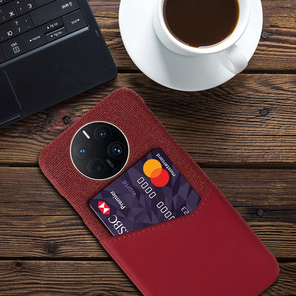 For Huawei Mate 50 Pro 4G Phone Case PU Leather Card Holder Design Cloth + Hard PC Phone Case Anti-Drop Protective Cover