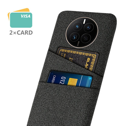 For Huawei Mate 50 4G Cloth Texture Phone Anti-drop Case Dual Card Slots Design PC Protective Cover
