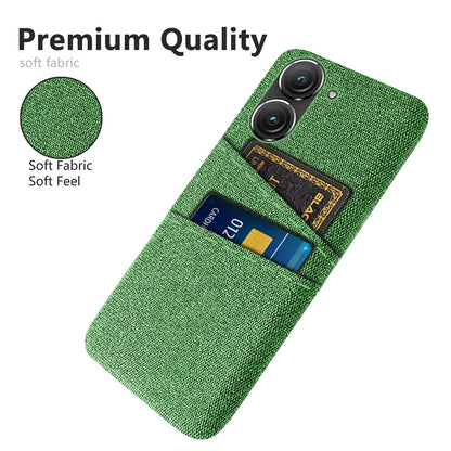 For Asus Zenfone 9 5G Drop-proof Cloth Texture Phone Case with Dual Card Slots Scratch Resistant PC Protective Cover