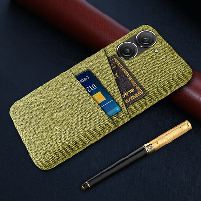 For Asus Zenfone 9 5G Drop-proof Cloth Texture Phone Case with Dual Card Slots Scratch Resistant PC Protective Cover