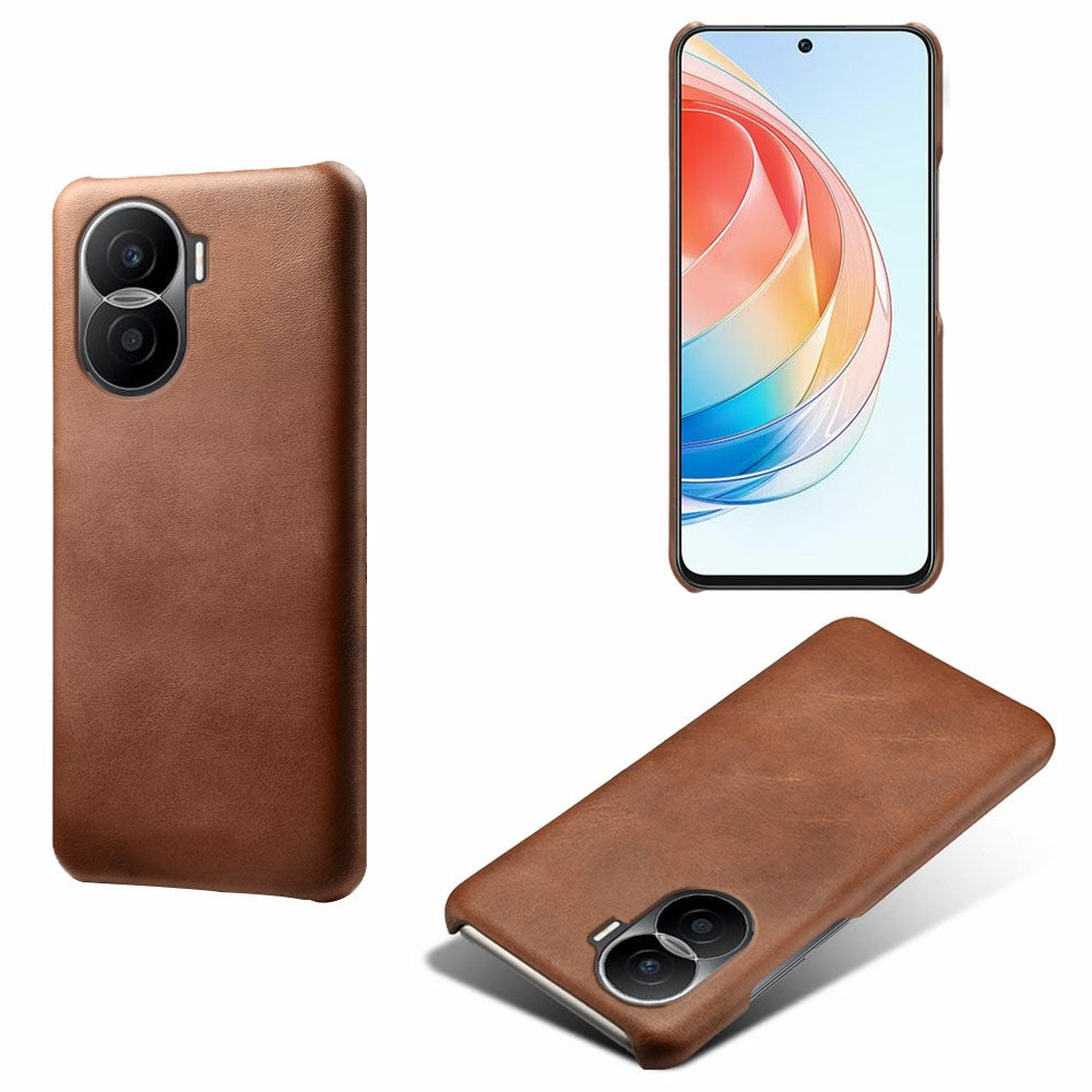 For Honor X40i 5G Slim Shockproof Phone Cover Calf Texture PU Leather Coated Hard PC Anti-Scratch Phone Case