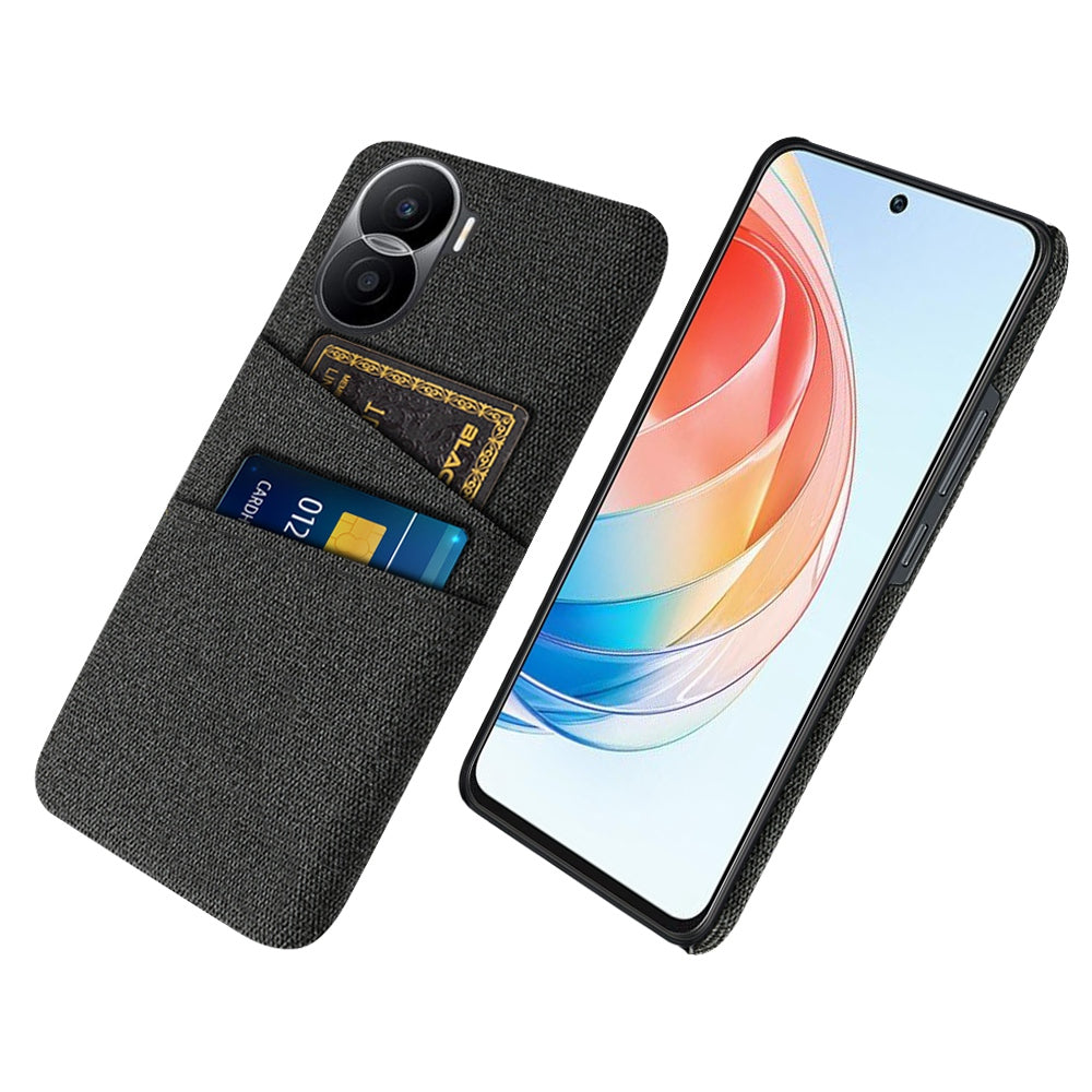 For Honor X40i 5G Cloth Texture Phone Case Dual Card Slots Anti-scratch Hard PC Protective Cover