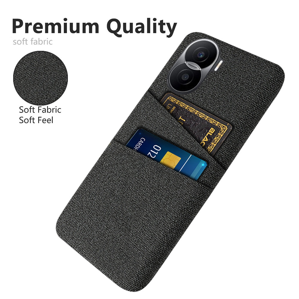 For Honor X40i 5G Cloth Texture Phone Case Dual Card Slots Anti-scratch Hard PC Protective Cover