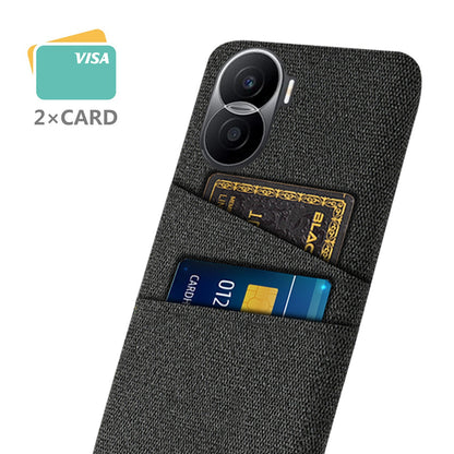 For Honor X40i 5G Cloth Texture Phone Case Dual Card Slots Anti-scratch Hard PC Protective Cover