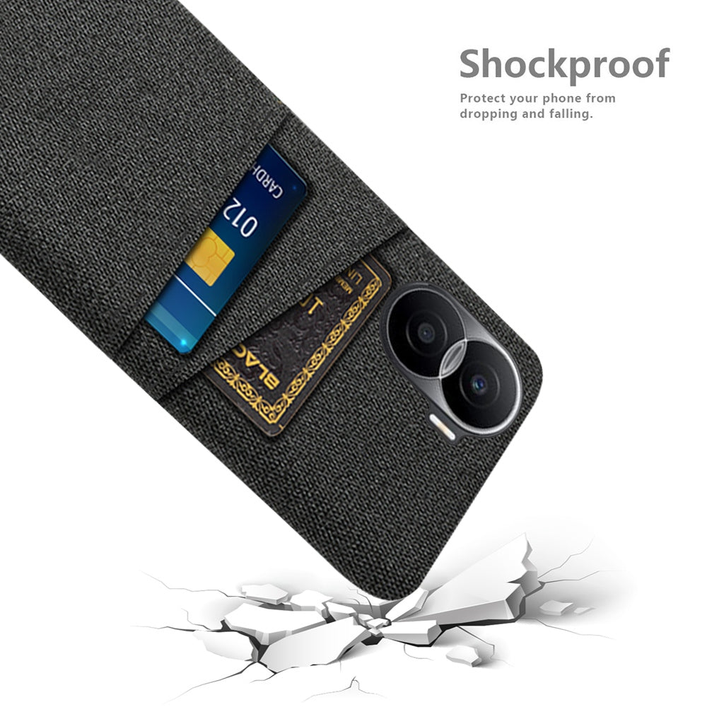 For Honor X40i 5G Cloth Texture Phone Case Dual Card Slots Anti-scratch Hard PC Protective Cover