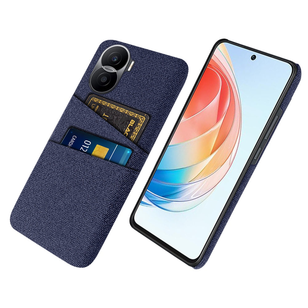 For Honor X40i 5G Cloth Texture Phone Case Dual Card Slots Anti-scratch Hard PC Protective Cover