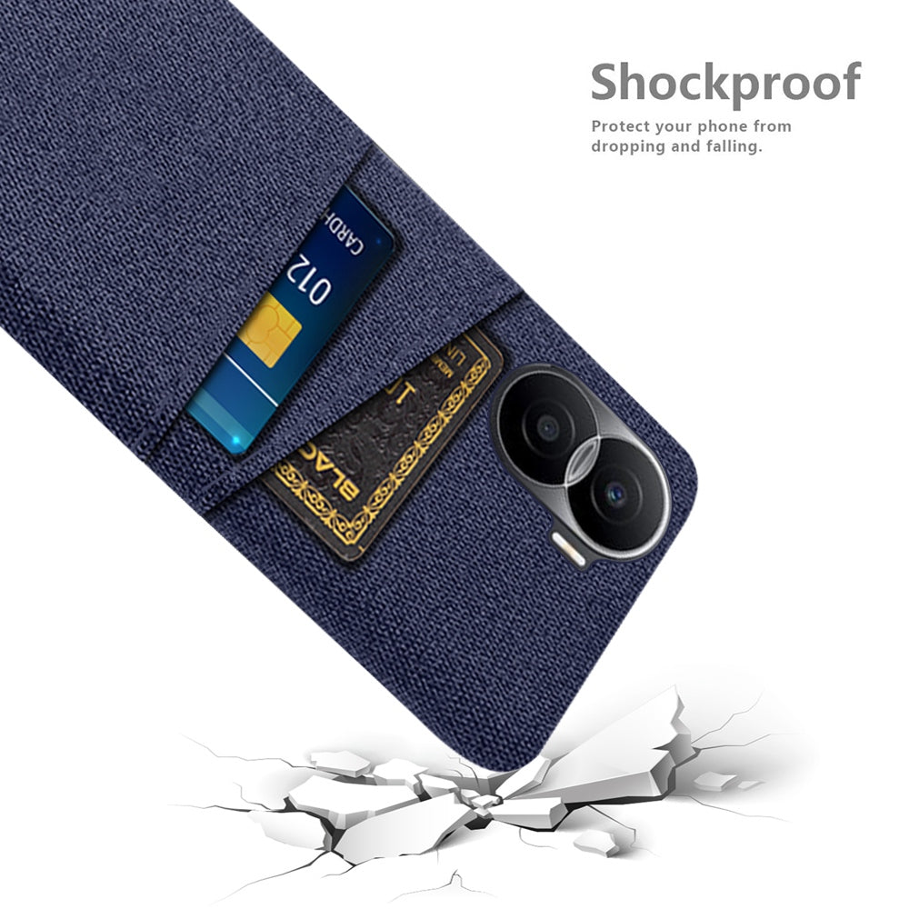 For Honor X40i 5G Cloth Texture Phone Case Dual Card Slots Anti-scratch Hard PC Protective Cover