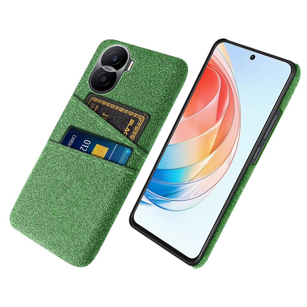 For Honor X40i 5G Cloth Texture Phone Case Dual Card Slots Anti-scratch Hard PC Protective Cover