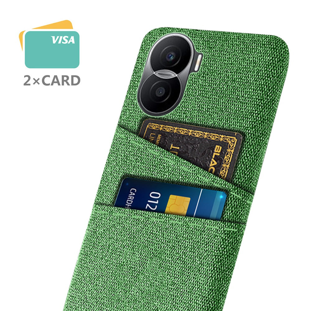 For Honor X40i 5G Cloth Texture Phone Case Dual Card Slots Anti-scratch Hard PC Protective Cover