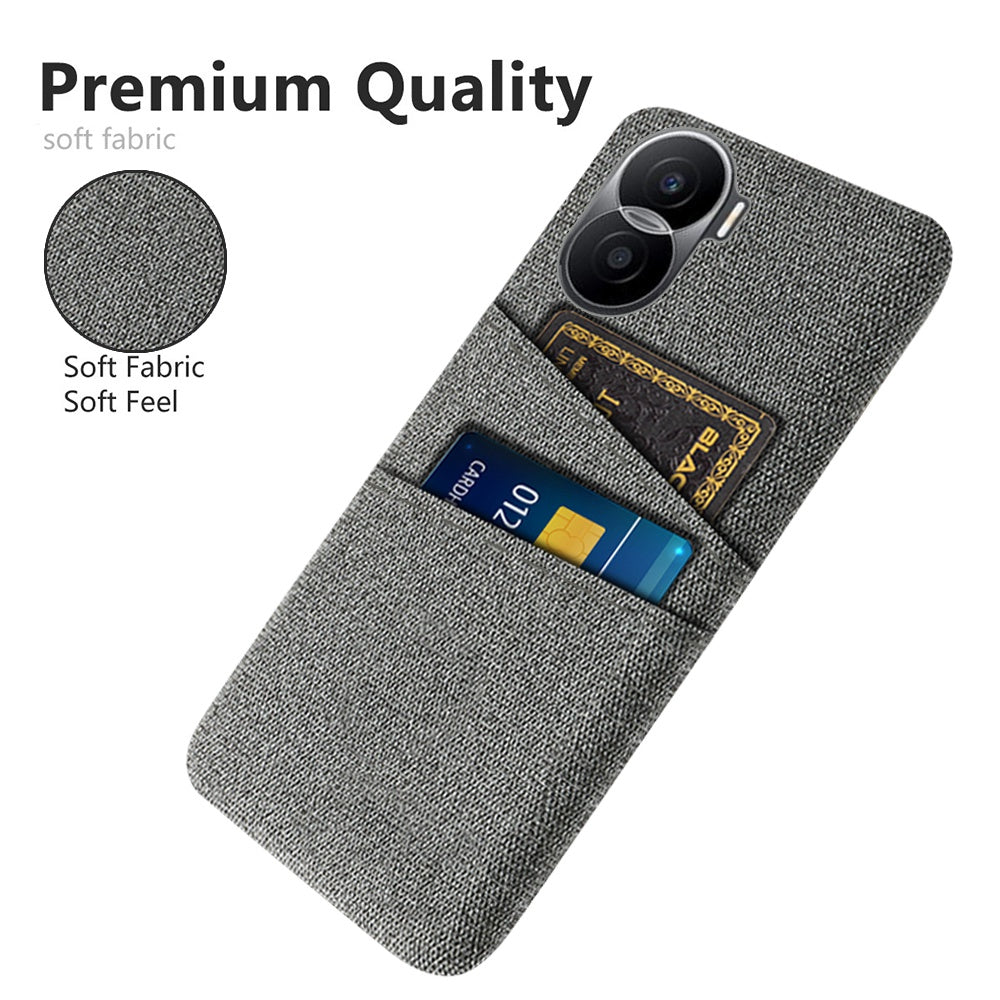 For Honor X40i 5G Cloth Texture Phone Case Dual Card Slots Anti-scratch Hard PC Protective Cover