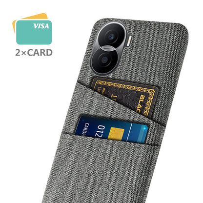 For Honor X40i 5G Cloth Texture Phone Case Dual Card Slots Anti-scratch Hard PC Protective Cover