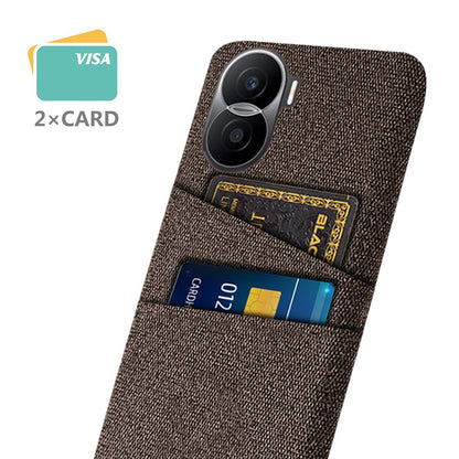 For Honor X40i 5G Cloth Texture Phone Case Dual Card Slots Anti-scratch Hard PC Protective Cover