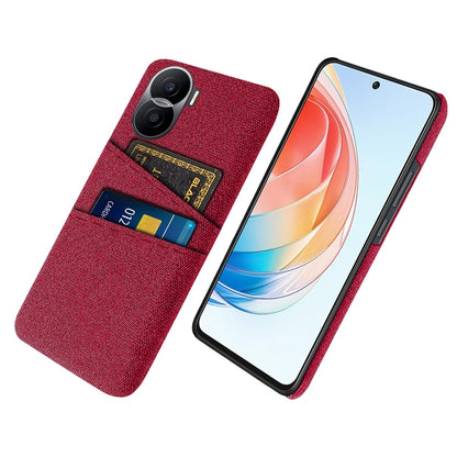 For Honor X40i 5G Cloth Texture Phone Case Dual Card Slots Anti-scratch Hard PC Protective Cover
