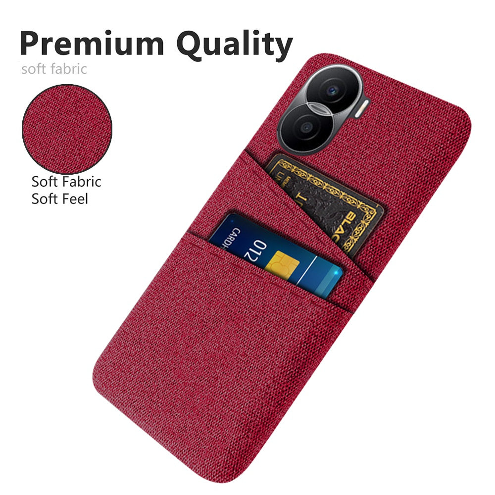 For Honor X40i 5G Cloth Texture Phone Case Dual Card Slots Anti-scratch Hard PC Protective Cover