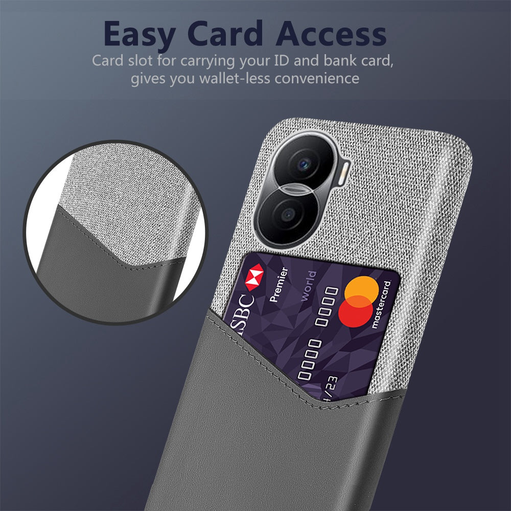 For Honor X40i 5G Anti-scratch Cloth Texture Cell Phone Cover PU Leather+ PC Card Holder Protective Case