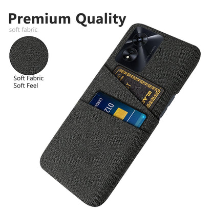 For Oppo A97 5G Scratch Proof Cloth Texture Phone Case Dual Card Slots Design PC Protective Cover