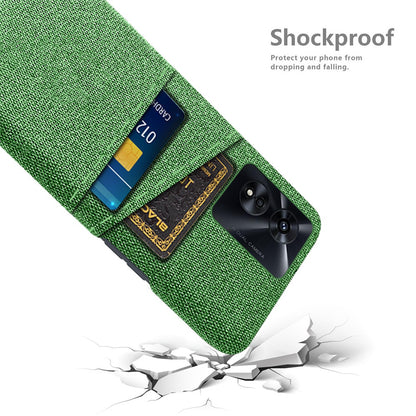 For Oppo A97 5G Scratch Proof Cloth Texture Phone Case Dual Card Slots Design PC Protective Cover